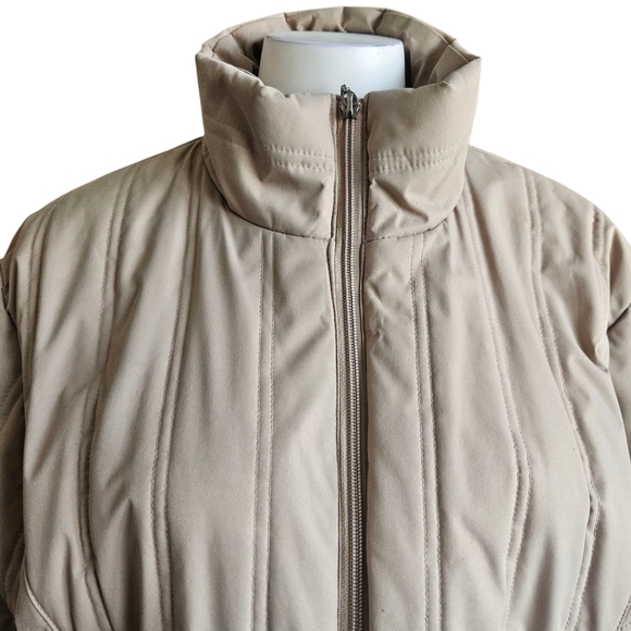 Tally Ho Women's Beige Quilted Puffer Jacket Sz Large Fall Neutral Minimalist - Picture 3 of 15